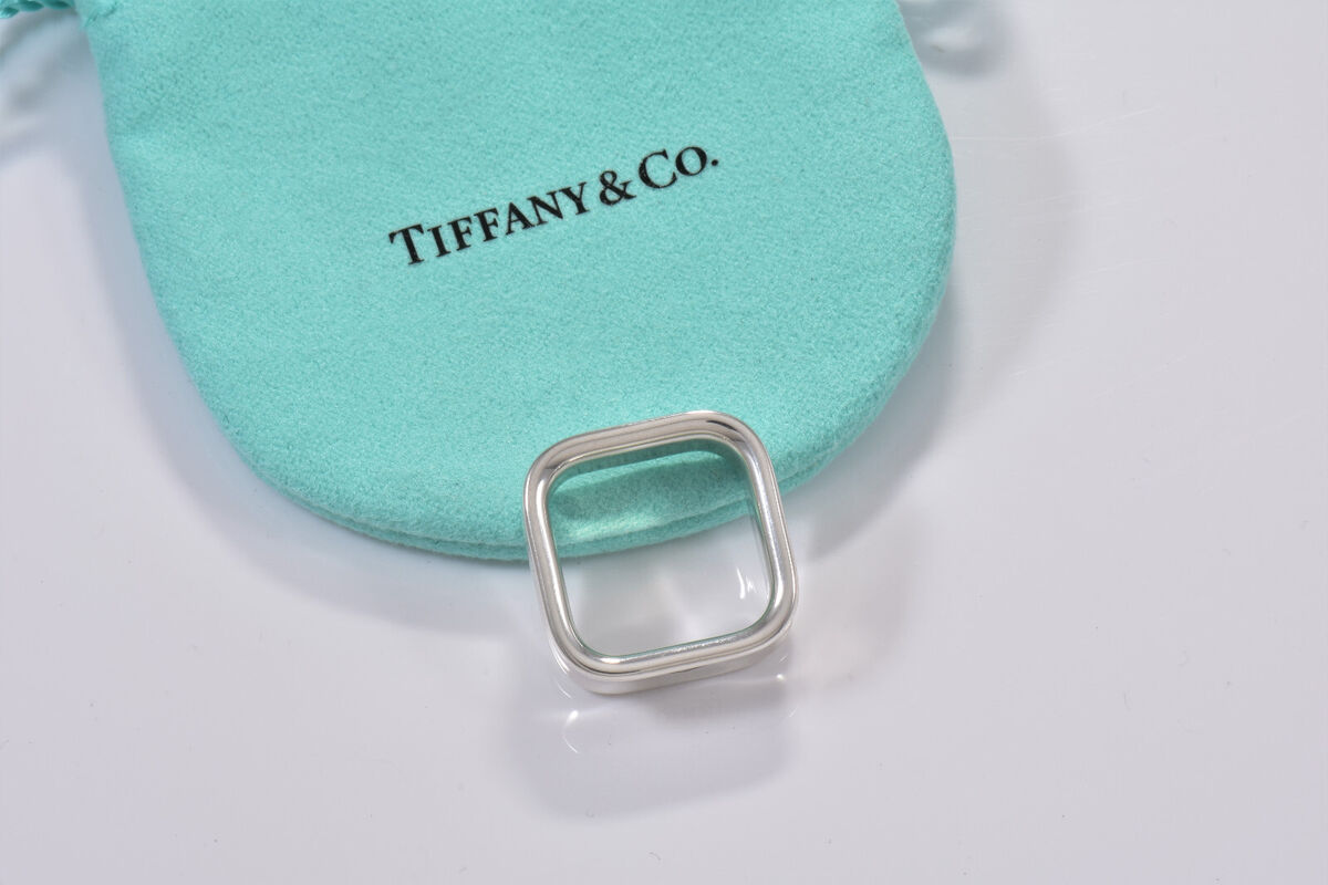 Tiffany & Co 1837 Sterling Silver Square Wide Band Ring Size Tiffany & Co 1837 Sterling Silver Square Wide Band Ring Size