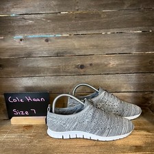 Womens Cole Haan Zerogrand Heather Gray Wingtip Knit Shoes Sneakers Size 7 B GUC