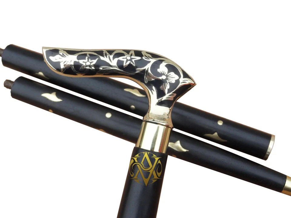 Bastón victoriano de latón bastón macizo de madera para caminar bastones informales para hombres/mujeres Foto 4 de 4