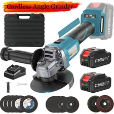 4‑1/2” Electric Brushless Cordless Angle Grinder Kit W/2 Battery For Makita 21V