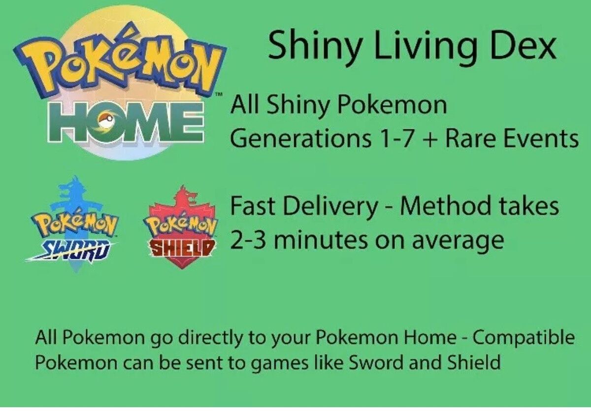 Pokemon Home 957 Gen 1-7 SHINY Living Full Complete Pokedex Rare