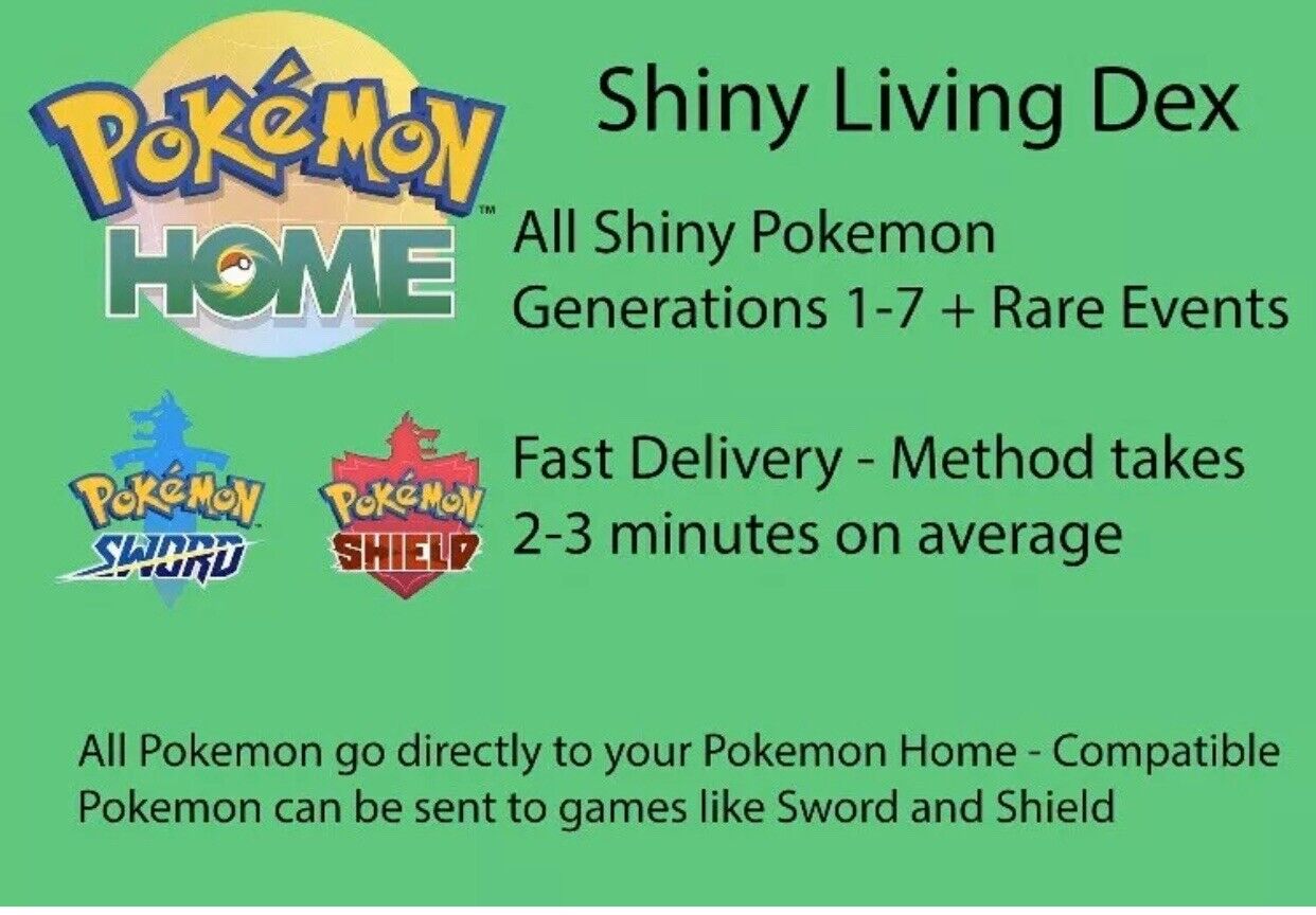 ✨ SHINY LIVING POKEDEX ✨ Pokemon Home Gen 1-7 6IV