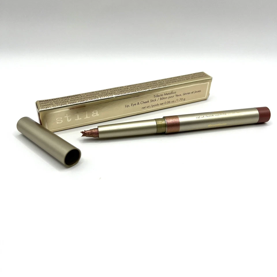 Stila Trifecta Metallica Lip, Eye and Cheek Stick-Rose Gold, Damaged Tip-See Pic - Image 2 of 4