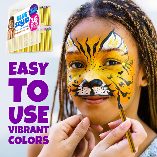 Blue Squid Face Paint Crayons for Kids - 36Pcs XL Non-Toxic, Washable Body Paint - Picture 4 of 12
