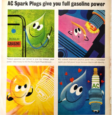 Gasoline Power AC Fire Ring Spark Plugs Vintage 1963 Ad Magazine Print