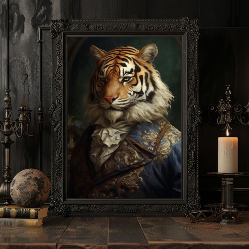 Estampado de tigre, estampado de arte animal, decoración del hogar, arte vintage, arte de pared - Imagen 2 de 9