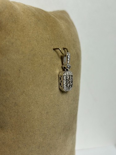 PRECIOSO COLGANTE RECTANGULAR ORO BLANCO 14k 0,33 quilates tw chocolate y diamantes blancos - Imagen 6 de 17