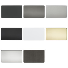 Double Gang Blank Plate Wall Socket Cover Screwless Metal Knightsbridge