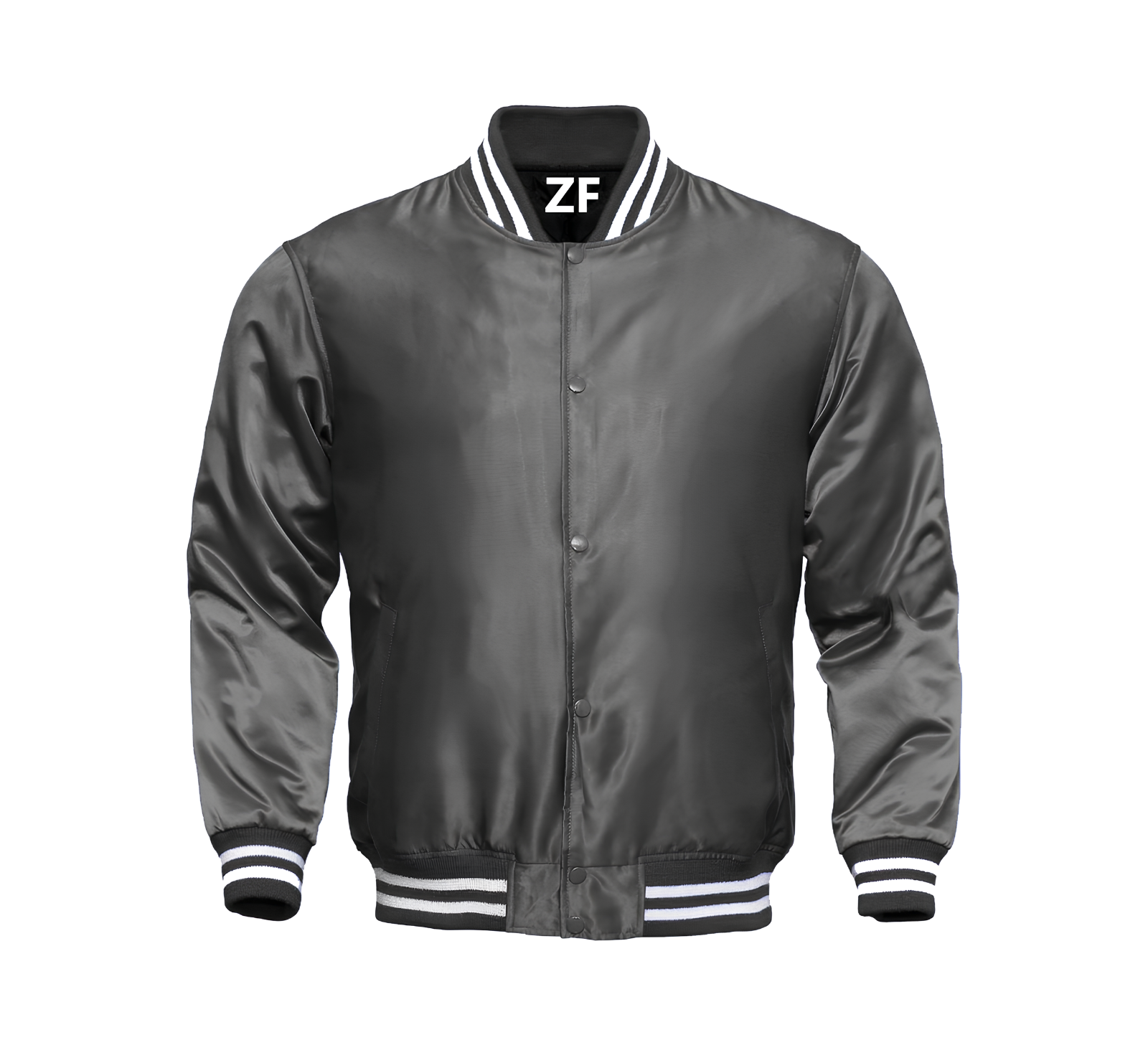 Custom Grey Satin Letterman Jacket for Men - Personalized Varsity Style