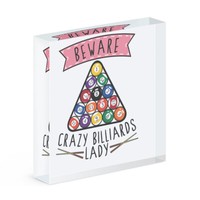 Beware VerrüCkte Billard Damen Acryl Foto Block Rahmen Lustiger Witz