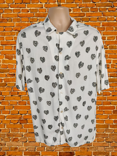 ALLSAINTS XLARGE CREAM SHIRT CASUAL SNAKEHEART SHORT SLEEVE BEACH SUMMER MENS XL