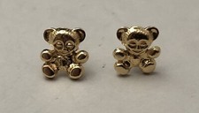 Vintage .585 14K Solid Yellow Gold Estate Teddy Bear Small Post Earrings