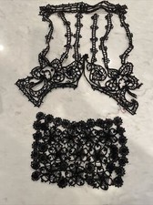 Antique Victorian Mourning Glass Jet Black Beaded Collar and Detail Section