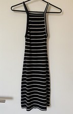 Reformation Rhodes black white stripe ribbed dress, sz SM