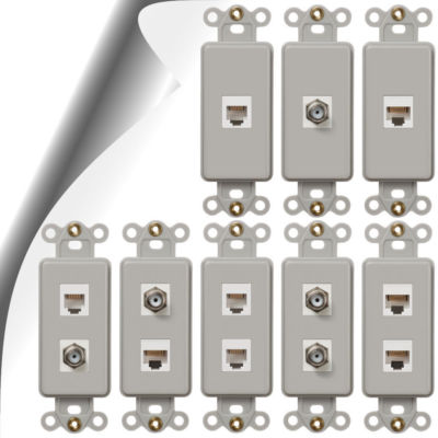 Phone Jack, Cable, Data Rocker Insert Gray Connection Devices Grey Nickel Satin