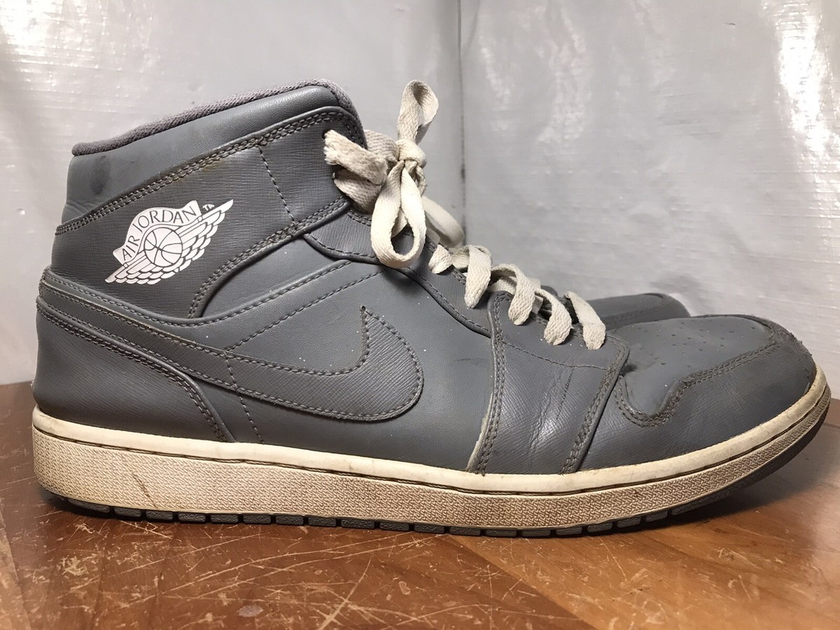 Jordan Air Jordan 1 Mid Shoes Mens Size 13 Gray Leather Sneakers 554724-003 Nike Air Jordan 1 Retro Sneakers Shoes Mens | Mercari main image 4