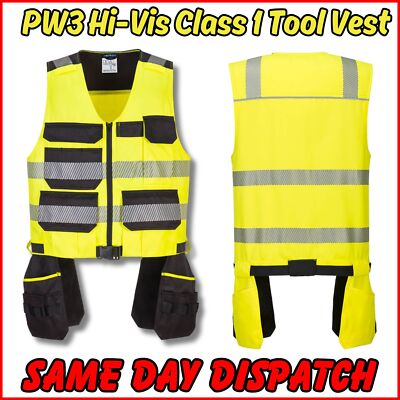 PORTWEST Hi-Vis Class Tool Vest Lightweight Safety Work