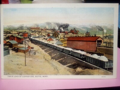 Butte Montana train load of copper ore smelting Curt Teich