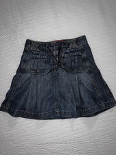 GAP Vintage 2002 Y2K Girls Jean Skirt Sz 12 Zipper Adjustable Waist Pleated