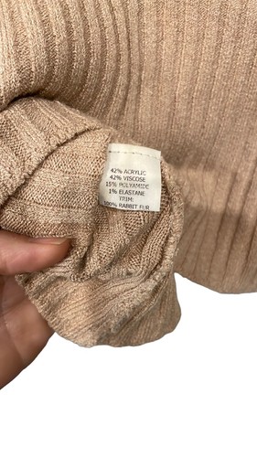 Bette Paige Off The Shoulder 100% Rabbit Fur Trimmed Sweater Top Sz. L - Picture 6 of 6