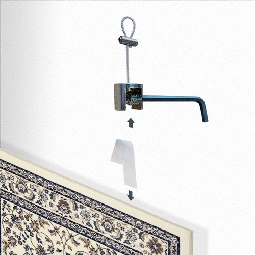 Tapestry oriental rug Wall hanging clamp kit suspended Steel cables wires ropes - Picture 2 of 3