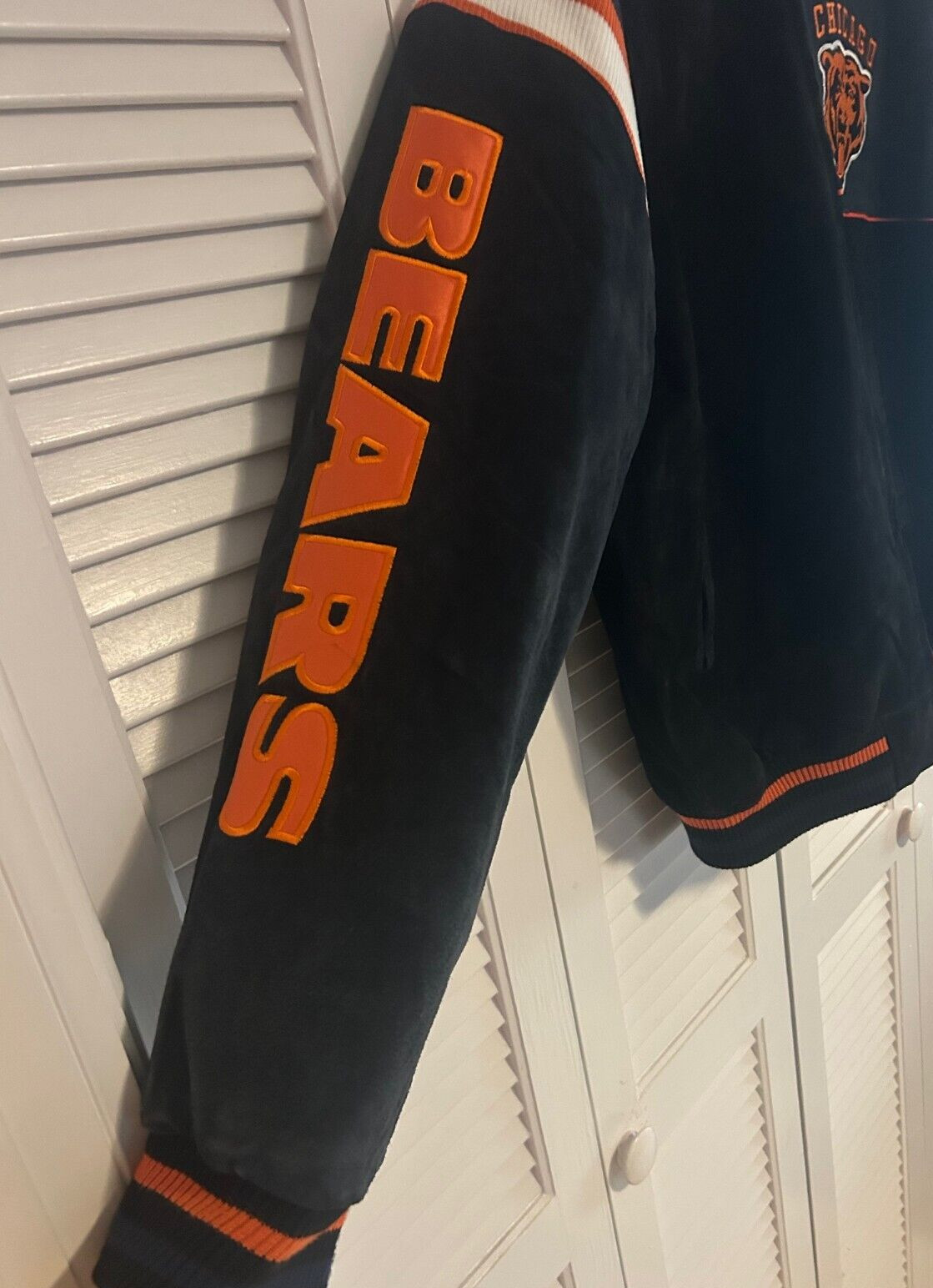 Chicago Bears Leather Shell Jacket Polyester Lini… - image 3