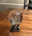 Vintage Glass Bubbled Globe on Stand  Held up by Brass  Fish