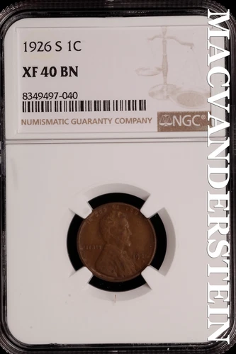1926-S Lincoln Wheat Cent - NGC XF 40 BN - Scarce  No Reserve  #SLH205