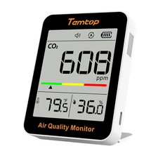 Temtop CO2 Monitor Indoor Air Quality Monitor Portable Temperature Hum Home C1