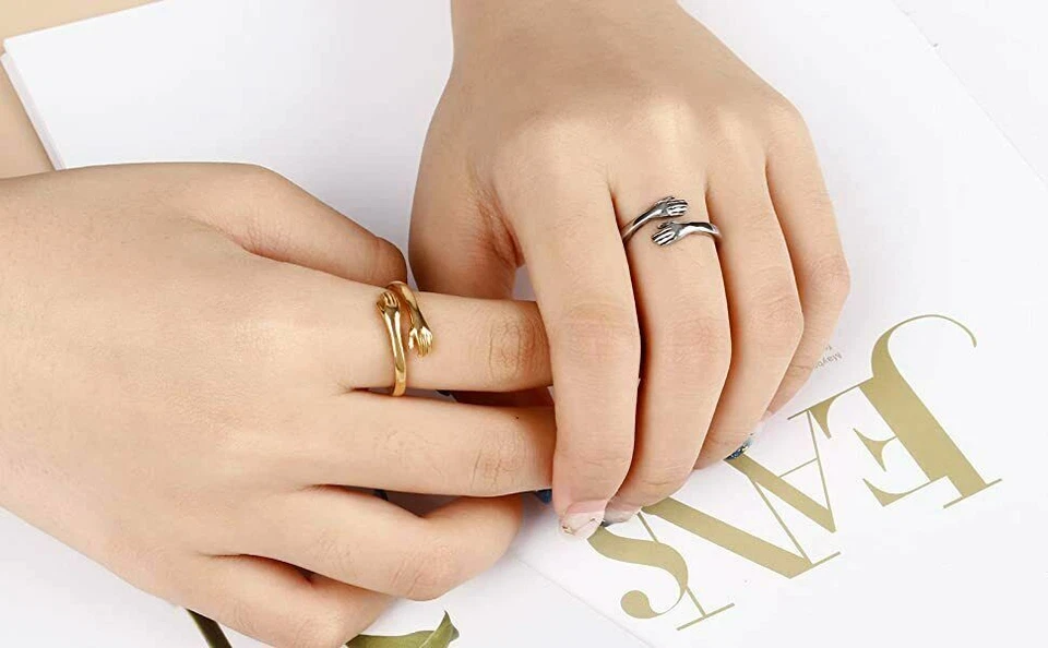 Give Me A Hug Anillo Ajustable Pareja Amante Día de San Valentín Regalo Novia Esposa Foto 4 de 4