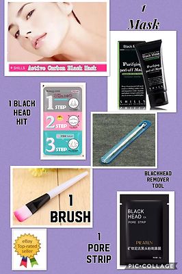 Shills Deep Cleansing Black MASK Peel Off Facial Acne Mud Blackhead Remover Kit