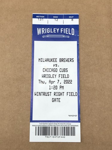 SEIYA SUZUKI CHICAGO CUBS MLB DEBUT FULL TICKET STUB 4/7/22 2022 WBC JAPAN