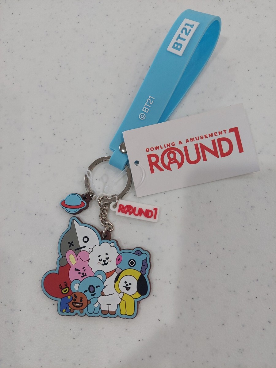BTSキーホルダー BT21 BTS Round 1 Arcade Blue Keychain Rubber Strap Key Chain