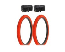 ALTALINE Bicycle TIRES  20" x 1.75 ALL RED SEMI-SLICK STYLE (2) TIRES &TUBES BMX