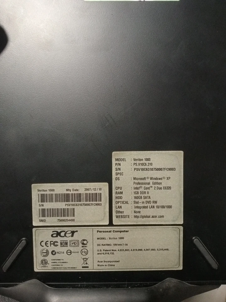 Acer Veriton 1000 - intel core 2 DUO E6320 - windows XP - ram 1gb DDR II - Immagine 2 di 4