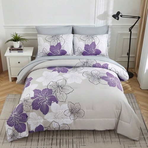 7 Pieces Floral Teal/Brown Floral Comforter Set Queen King Bed-Spring discount - Picture 55 of 62