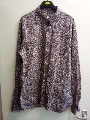 mens pretty green large Button Down Shirt Brown Multi brown