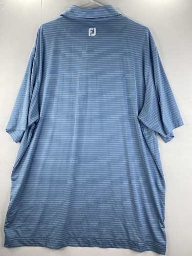 FootJoy Polo Shirt Mens 2XL XXL Blue/White Striped FJ Pullover Short Sleeve Golf - Picture 6 of 8
