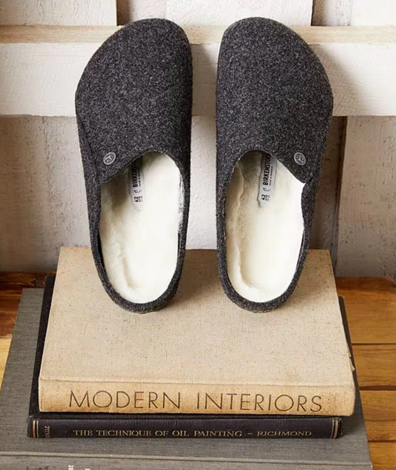 Birkenstock Zermatt Remache Gris Piel de Oveja Deslizable ¡¡Mulas!!(41 euros) 10 EE. UU. Foto 3 de 4