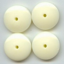 12 VINTAGE CREAM ACRYLIC 25x8mm. DISC SMOOTH SPACER BEADS 5142