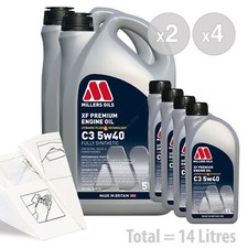Car Engine Oil Service Kit 14 LITRES Millers Oils XF LONGLIFE 5W-40 5W40 14L 7.86 per litre