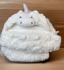 Little Miracles Unicorn Animal Hugs Hooded Baby Blanket Plush White Pink 30"x36"