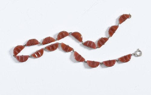 Vintage Czech Molded Glass Necklace Art Deco Bohemian. Signed CZECHOSLOVAKIA. - Picture 5 of 12