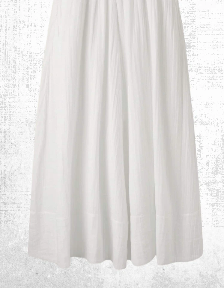 Maxi vestido camisero fruncido de tela de queso para mujer Ex ME+EM en blanco PVP £175 Foto 3 de 4