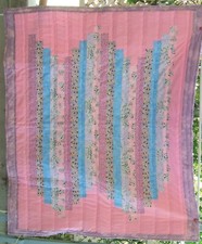 Handmade quilt 62 x 53 ZigZag floral in pinks lavenders greys blues 2 in stripes