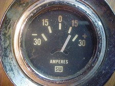 Stewart & Warner Amp Meter SW 359EH-M6 Vintage OEM Parts W Chrome Mounting Cup