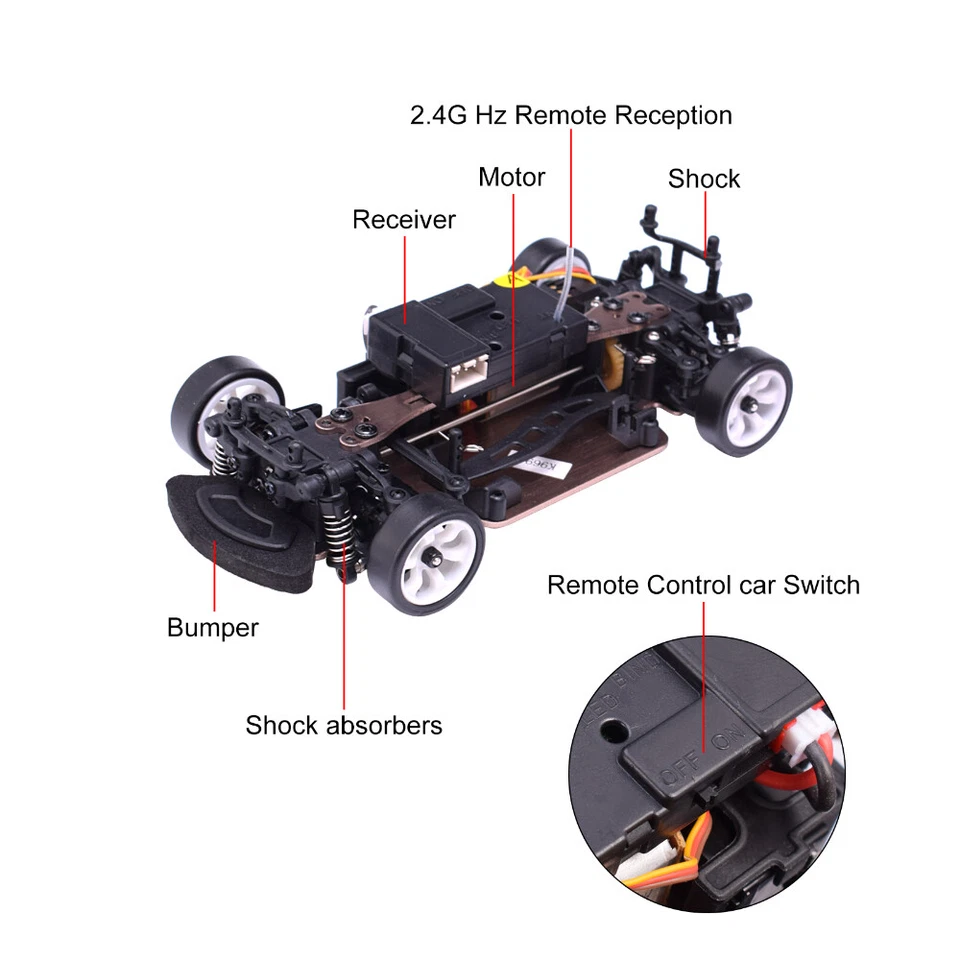 Wltoys K969 RC Car 1:28 Four-wheel 4WD Drive Off-road 2.4G RC Alloy Chassis 30km - Image 4 of 4