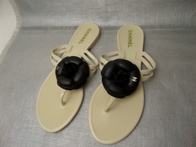 chanel white flip flops