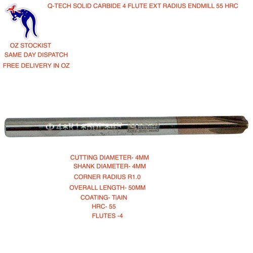 R1 - R5mm Corner Radius End Mill Carbide Q-TECH Spotting Drill CNC Cutter Router - Picture 6 of 10