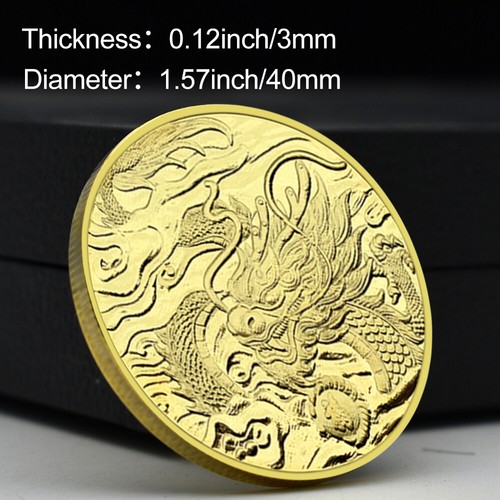 Chinese 12 Zodiac Golden Memorial Medal Mythical Animal Dragon Challenge Coin - Picture 3 of 12